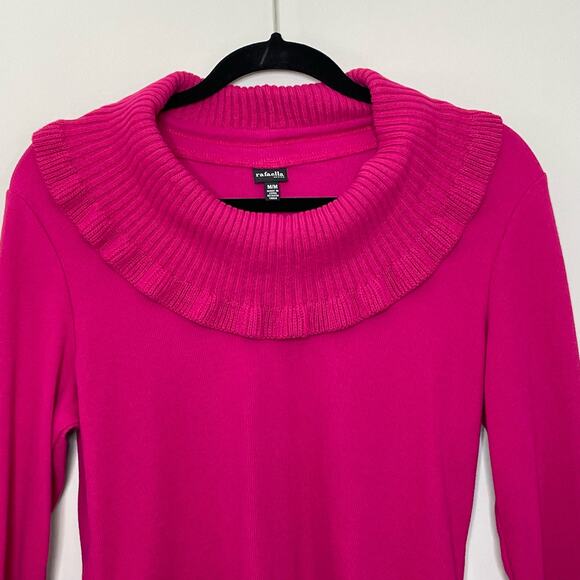 Rafaella Sweater Casual Cowl Neck Long Sleeve Knitted Pullover Barbie Pink M NWT - Picture 4 of 11